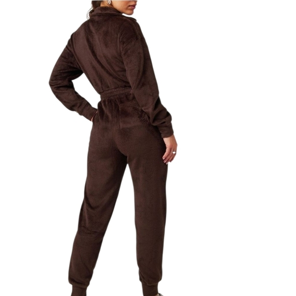 Fabletics Cozy Cord Jumpsuit L Brown Comfy Onesie - Picture 5 of 7